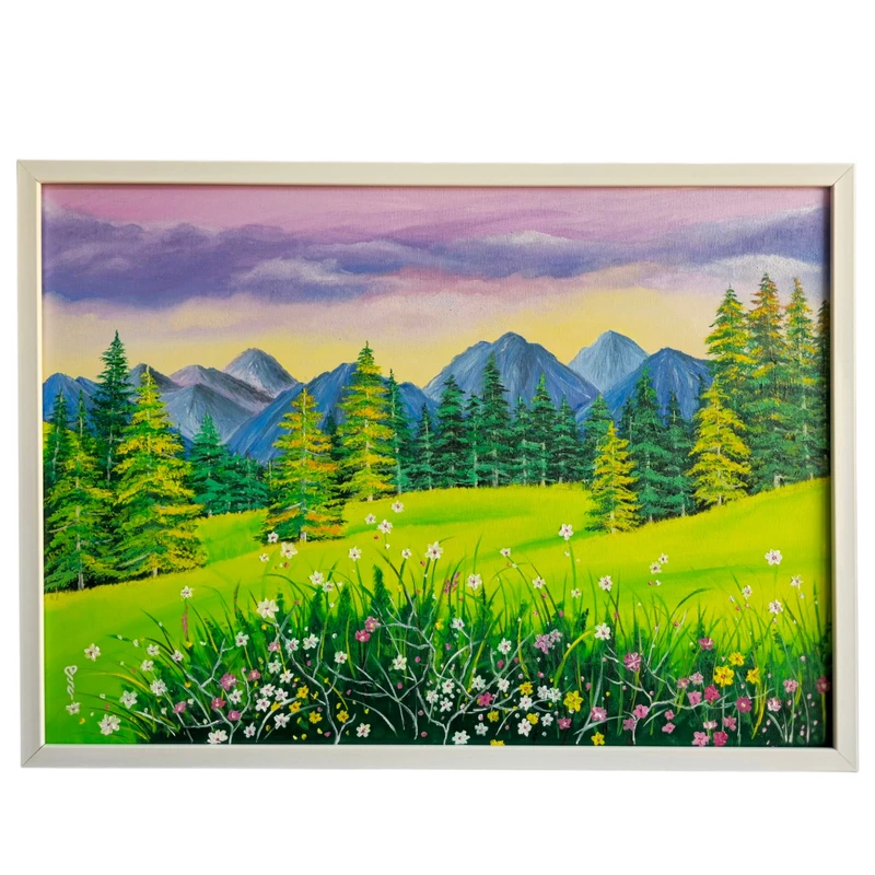 تابلو نقاشی رنگ روغن به سبک رئالیسم طرح جنگل سرسبز