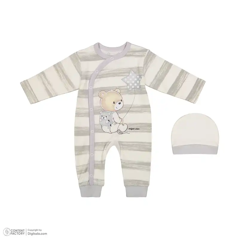 ست سرهمی و کلاه نوزادی مدل خرسی