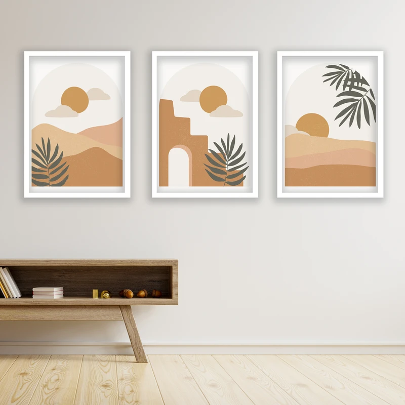 تابلو مدل مینیمال دکوراتیو کد LA-G30102 مجموعه 3 عددی