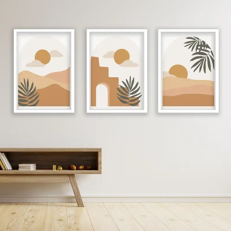 تابلو مدل مینیمال دکوراتیو کد LA-G30102 مجموعه 3 عددی