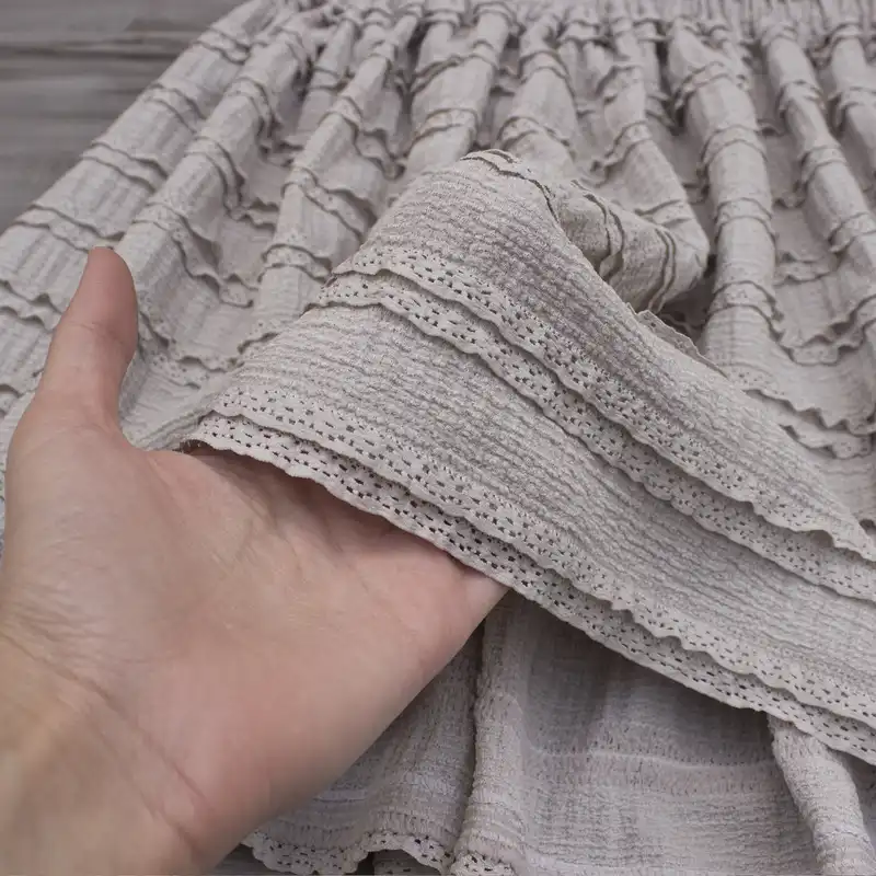 دامن چین‌دار زنانه مدل طبقه ای کوتاه کد alabaster رنگ طوسی روشن