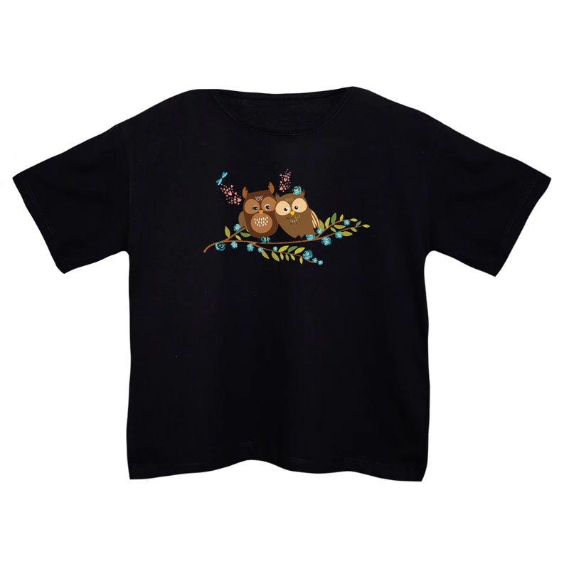 کراپ‌تی شرت آستین کوتاه زنانه مدل جغد کد 3