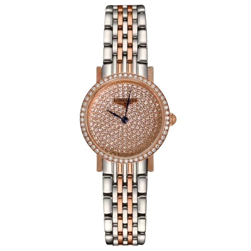 ساعت مچی عقربه‌ای کوارتز زنانه مدل صفحه نگینی بند استیل قفل مخفی کد ۱