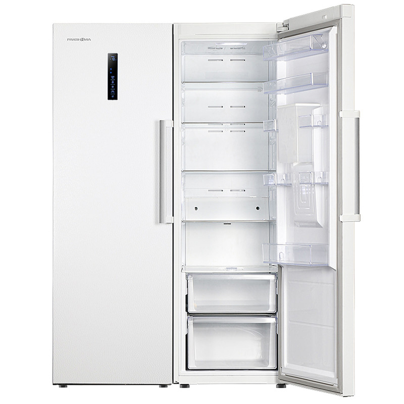 یخچال و فریزر دوقلو 40 فوت پاکشوما مدل RTRA-RTFA۹۰۱iW (N۲)، دارای نمایشگر و بدون برفک، با ارتفاع 187، پهنای 118 و عمق 73 سانتی‌متر، میزان مصرف انرژی A+، دارای 5 طبقه در یخچال و 4 کشو در فریزر، دارای سیستم نوفراست