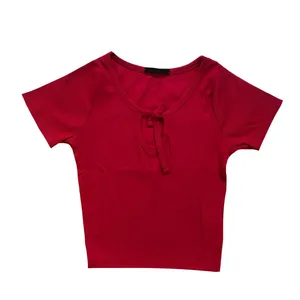 کراپ تاپ آستین کوتاه زنانه مدل کبریتی کد 02