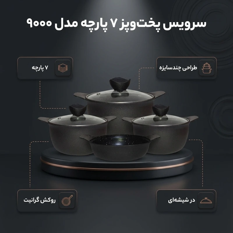عکس شماره 2 : سرویس قابلمه 7 پارچه مدل 9000
