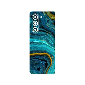 MAHOOT Turquoise marblewith golden streaks Cover Sticker for Samsung Galaxy Z Fold 5