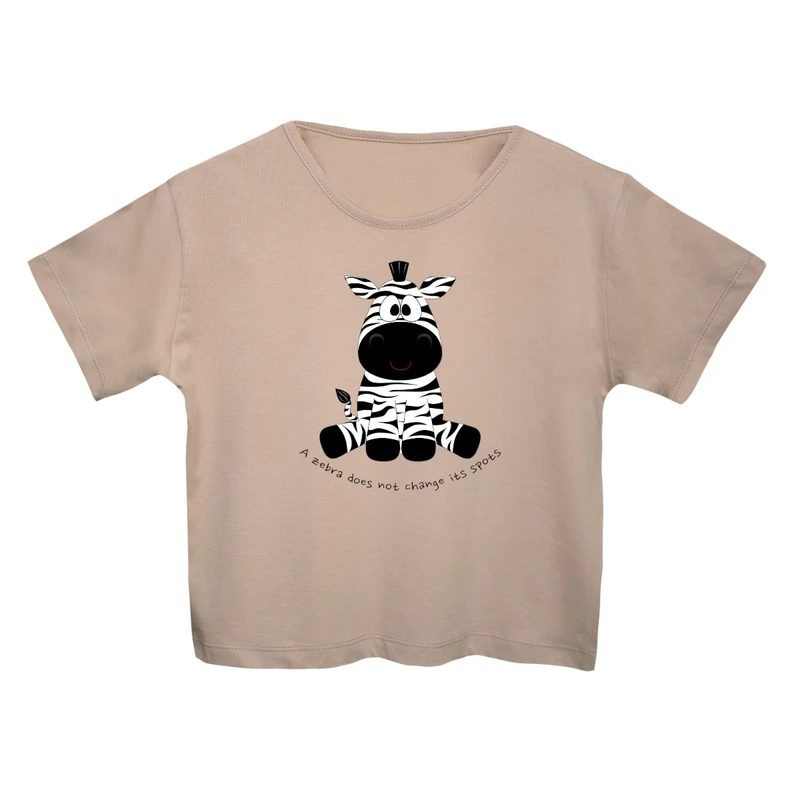 کراپ‌تی شرت آستین کوتاه زنانه مدل گورخر کد 5