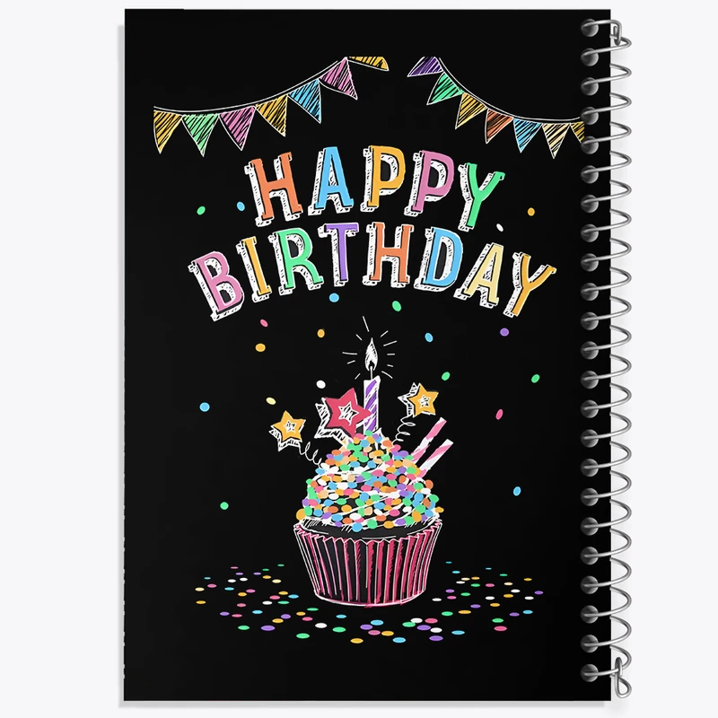 دفتر ژورنال نویسی 50 برگ خندالو مدل نقطه ای طرح Happy Birthday کد F5184