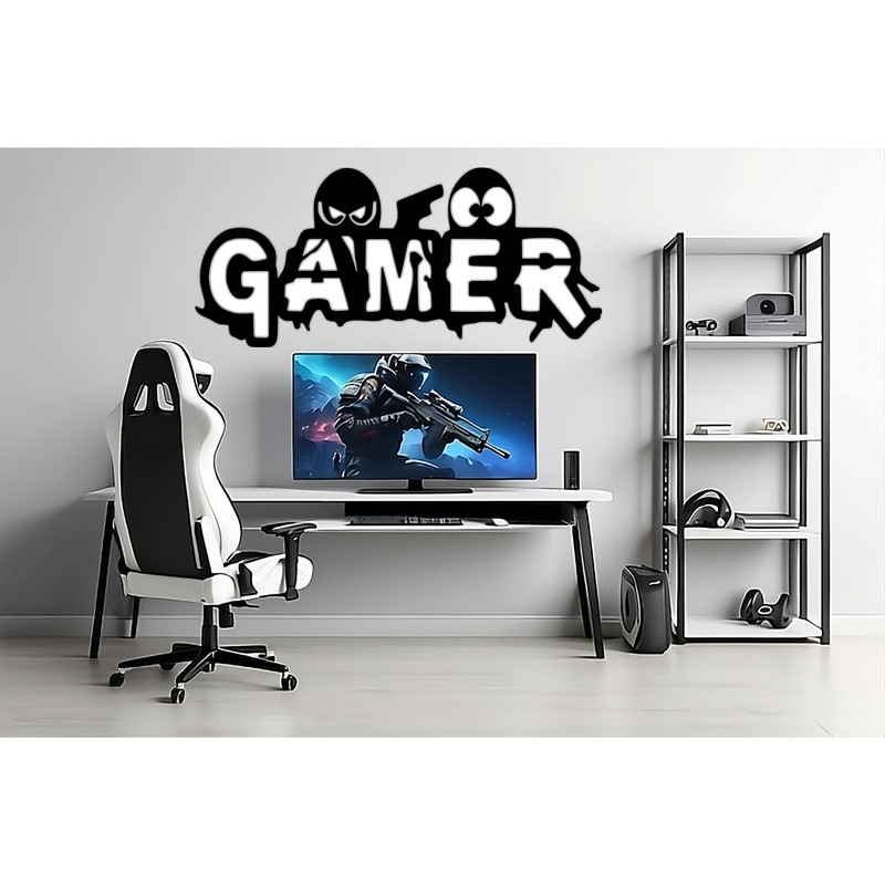 استیکر مدل چوبی دولایه Gamer طرح گیم