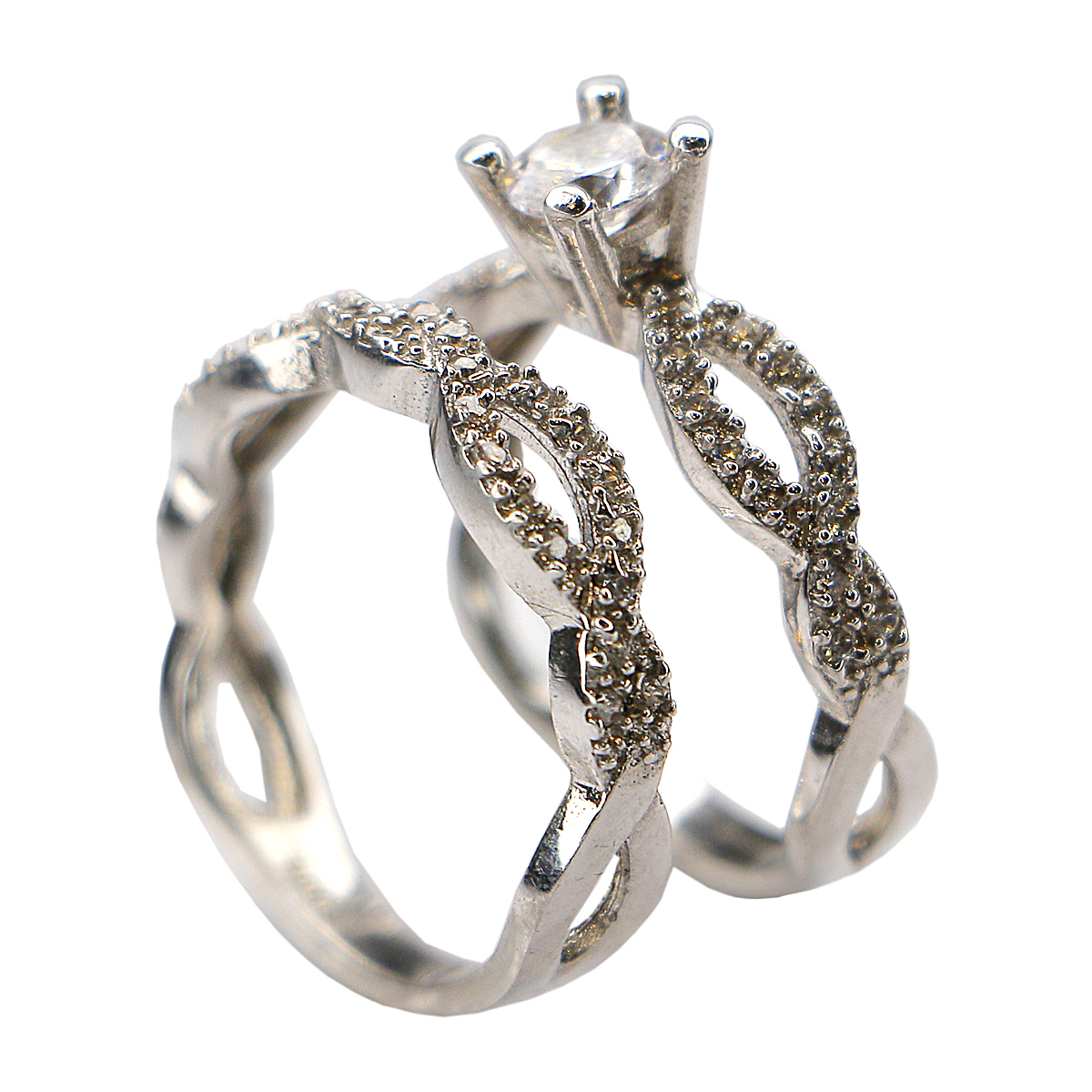 انگشتر نقره زنانه مدل پیچک کد RS052 مجموعه 2 عددی