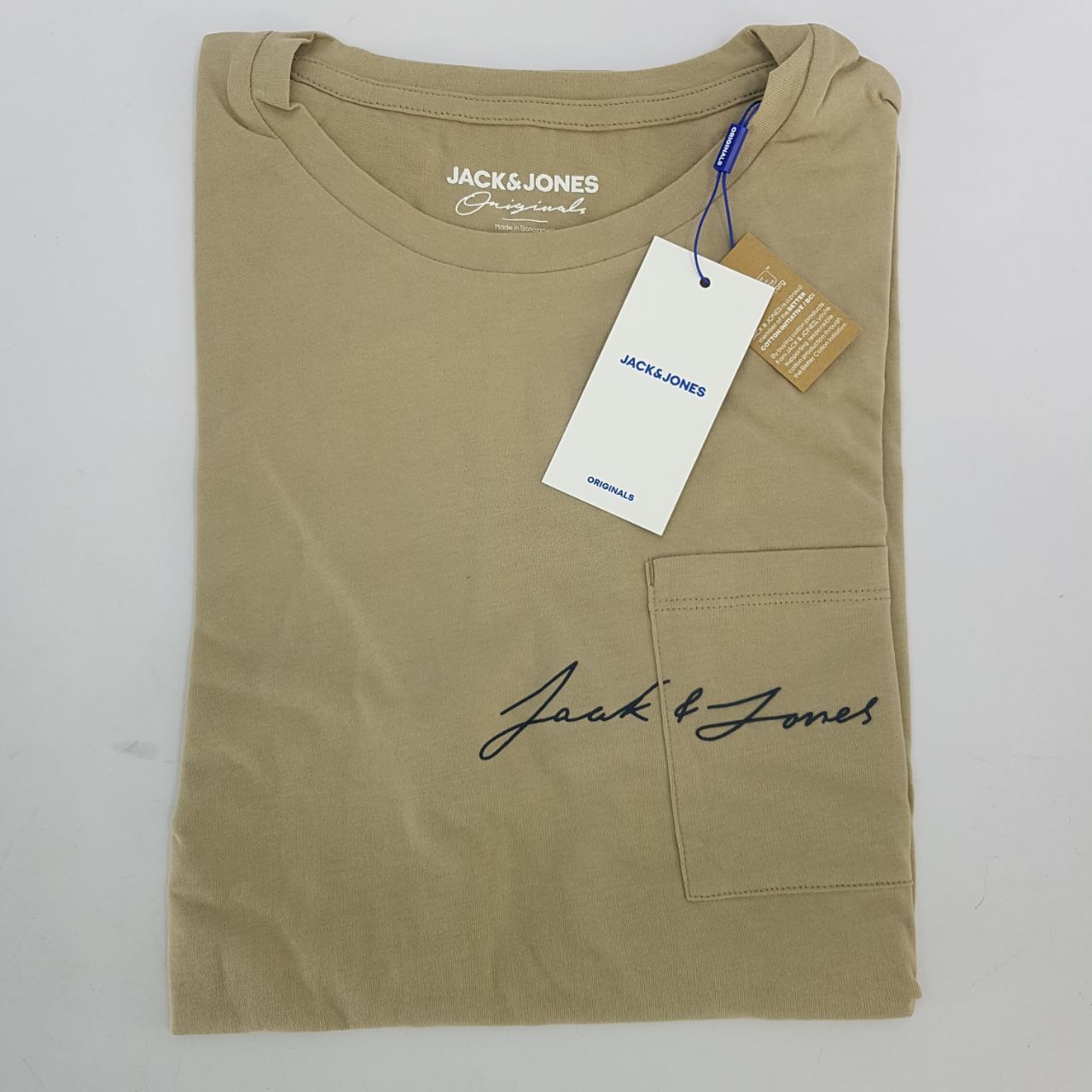 تی شرت آستین کوتاه مردانه جک اند جونز مدل ساده جیب دار کد Olympus12180662 رنگ کرم -  - 3