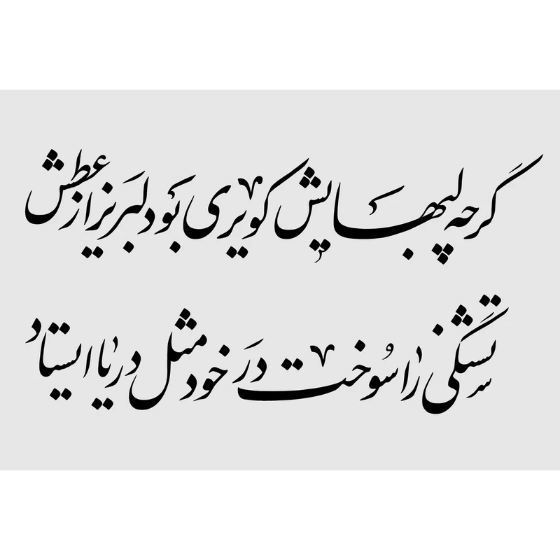 تابلو شاسی مدل گرچه لبهایش کویری بود لبریز عطش تشنگی را سوخت در خود مثل دریا ایستاد T2993 