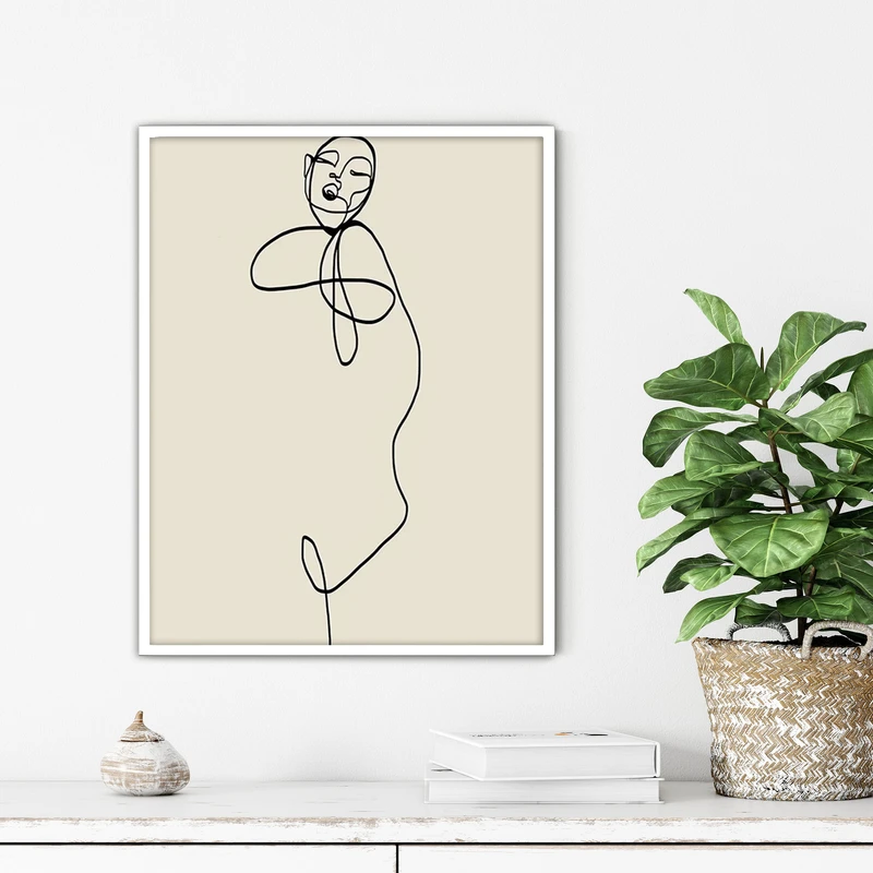 تابلو آتریسا طرح لاین آرت مدرن مدل ATFL123 فریم سفید