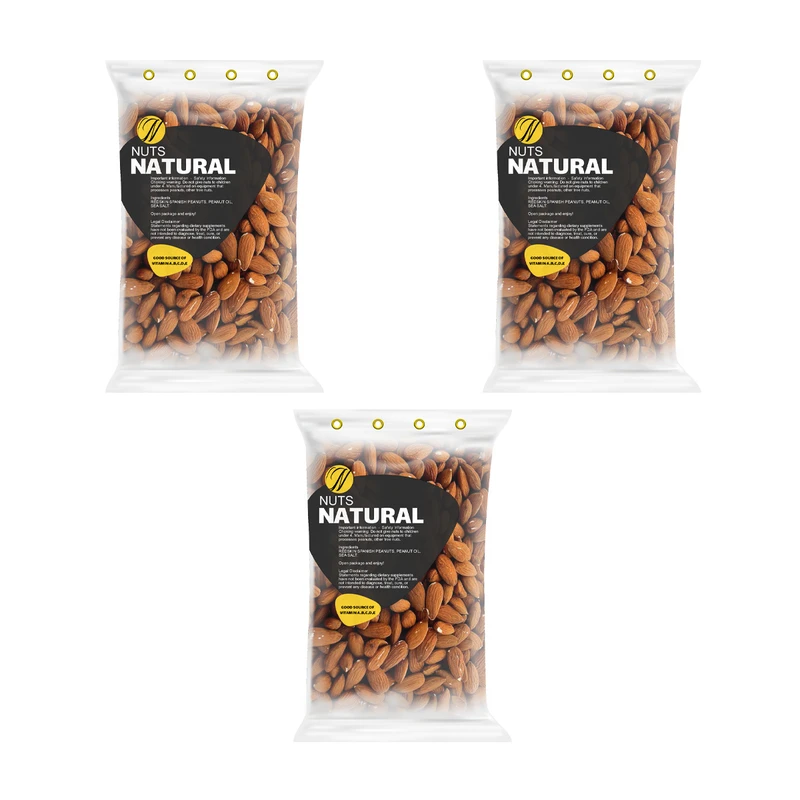 بادام درشت شور نچرال - 500 گرم بسته 3 عددی 