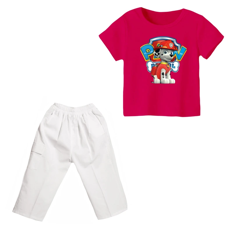 ست تی شرت و شلوارک دخترانه مدل سگ نگهبان کد ۳