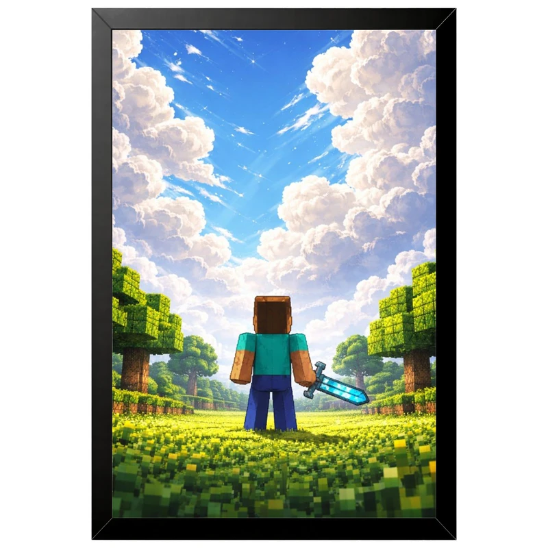 تابلو بکلیت طرح گیمینگ ماینکرفت Minecraft مدل B-po2193 فریم مشکی