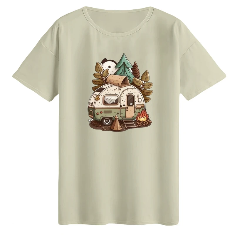 تی‌شرت لانگ آستین کوتاه زنانه مدل ماشین کمپ