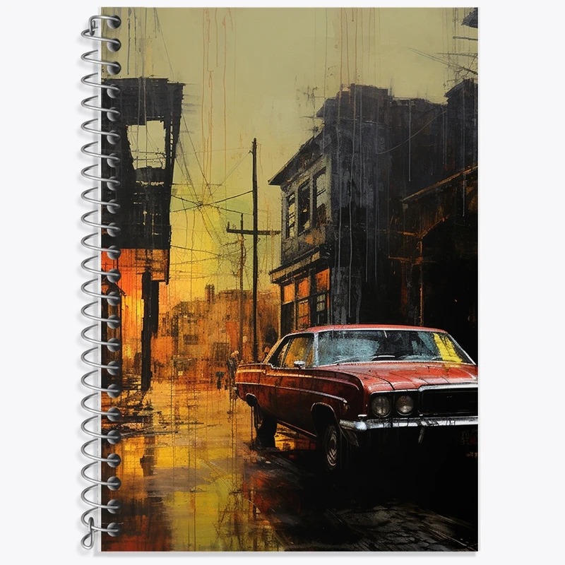 دفتر زبان 50 برگ خندالو مدل سه خط طرح ماشین کلاسیک کد F419