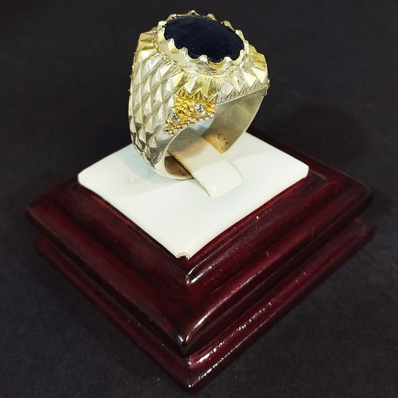 انگشتر نقره مردانه سلین کالا مدل یاقوت کبود اصل