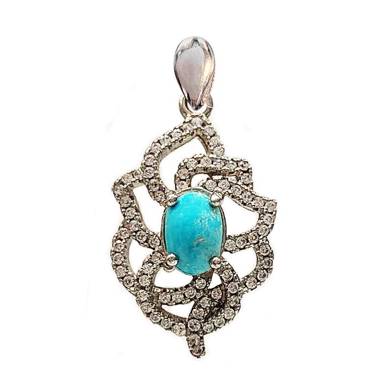 آویز گردنبند نقره زنانه مدل فیروزه نیشابور کد NG1725 آویز گردنبند نقره زنانه مدل فیروزه نیشابور کد NG1725