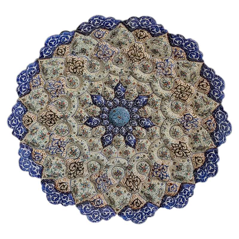 بشقاب میناکاری طرح اسلیمی ختایی مدل 42b30