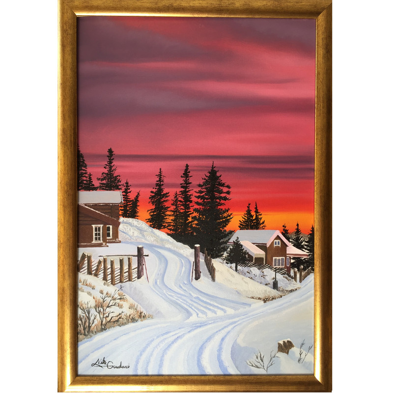 تابلو نقاشی رنگ روغن طرح صبح برفی