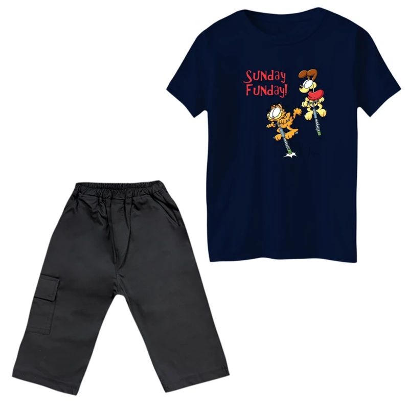 ست تی‌شرت و شلوارک پسرانه مدل گارفیلد کد 24