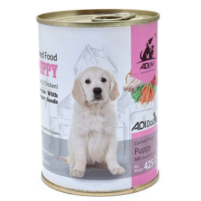کنسرو غذای توله سگ آدی پت مدل puppy وزن 425 گرم