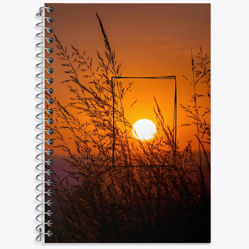 دفتر زبان 50 برگ خندالو مدل سه خط طرح منظره ی غروب کد F5266