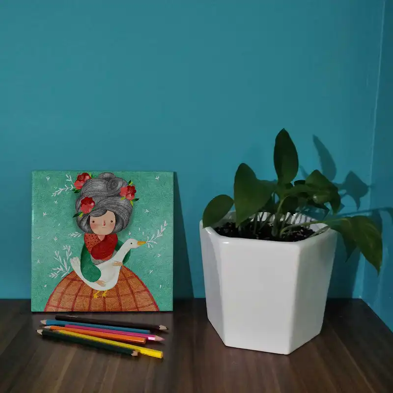 کاشی کارنیلا طرح نقاشی دختربچه کد wk334