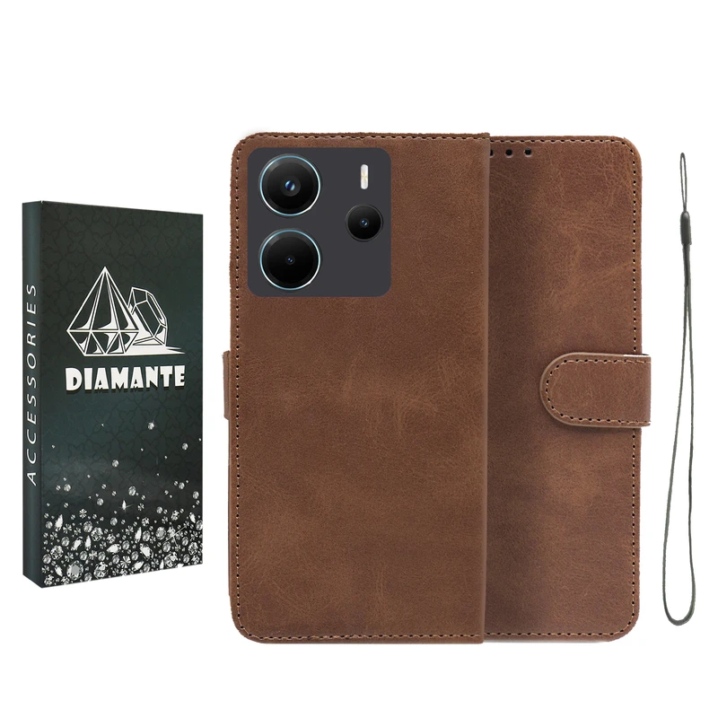 کیف کلاسوری دیامانته مدل Bandaviz BK مناسب برای گوشی موبایل شیائومی Redmi Note 14 4G به همراه بندآویز