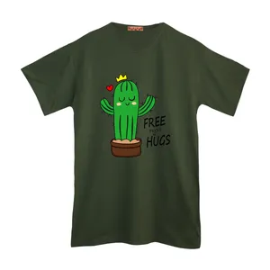 تی شرت لانگ آستین کوتاه زنانه مدل کاکتوس فانتزی رنگ یشمی