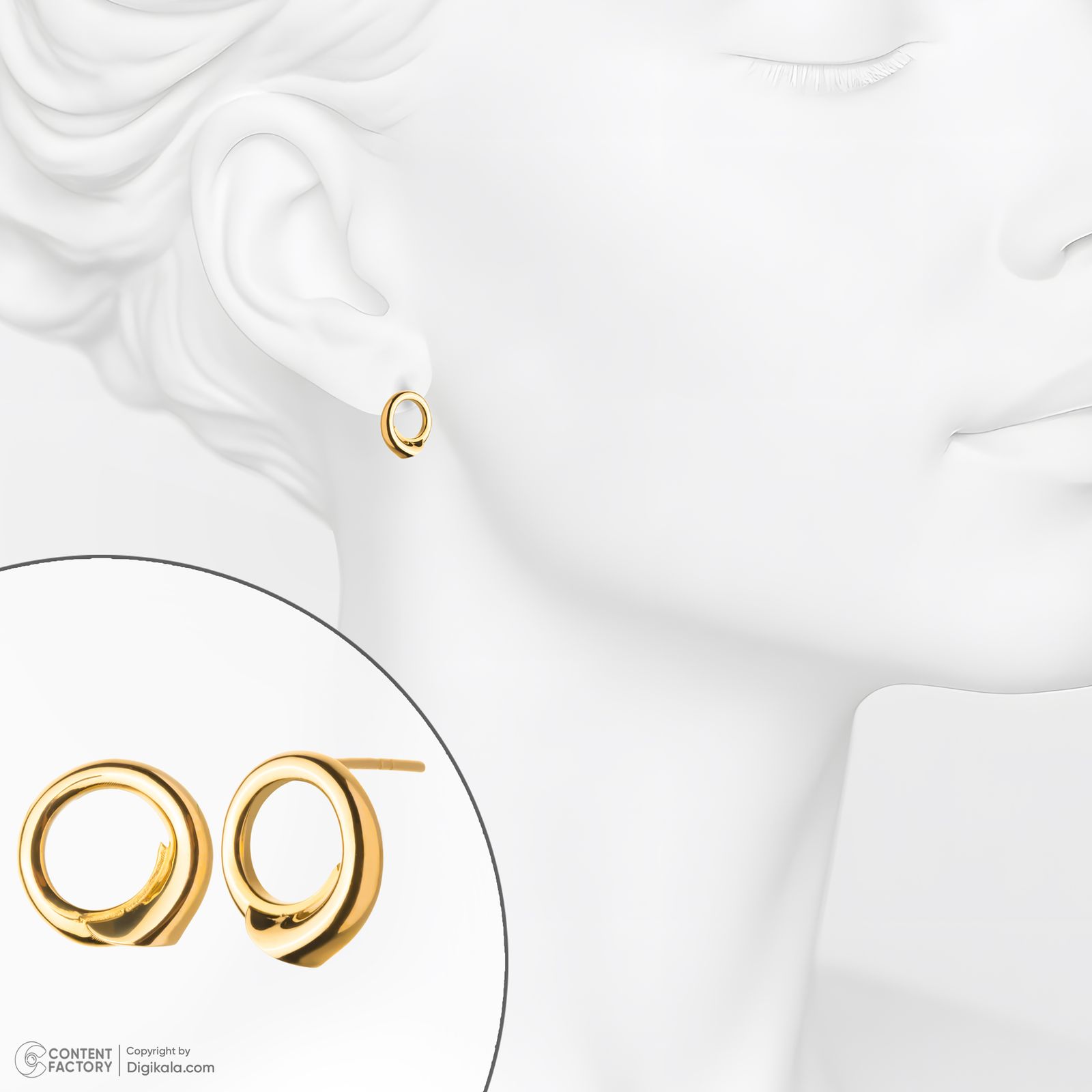 گوشواره میخی طلا 18 عیار زنانه گلدم مدل E245001 -  - 5