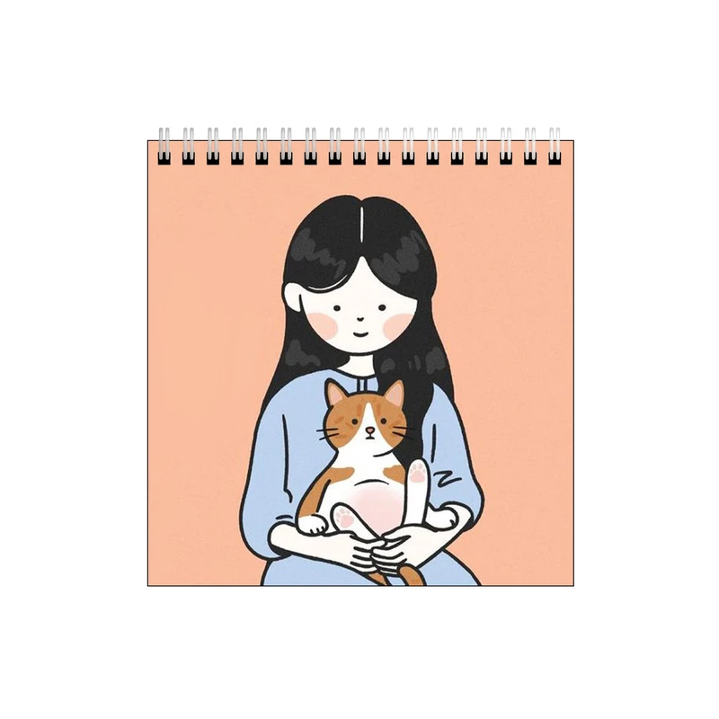 دفتر طراحی طرح دختر و گربه مودب کد 5666424