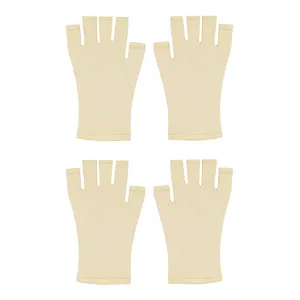 دستکش زنانه مدل نیم انگشت کد 1329 رنگ کرم بسته دو عددی