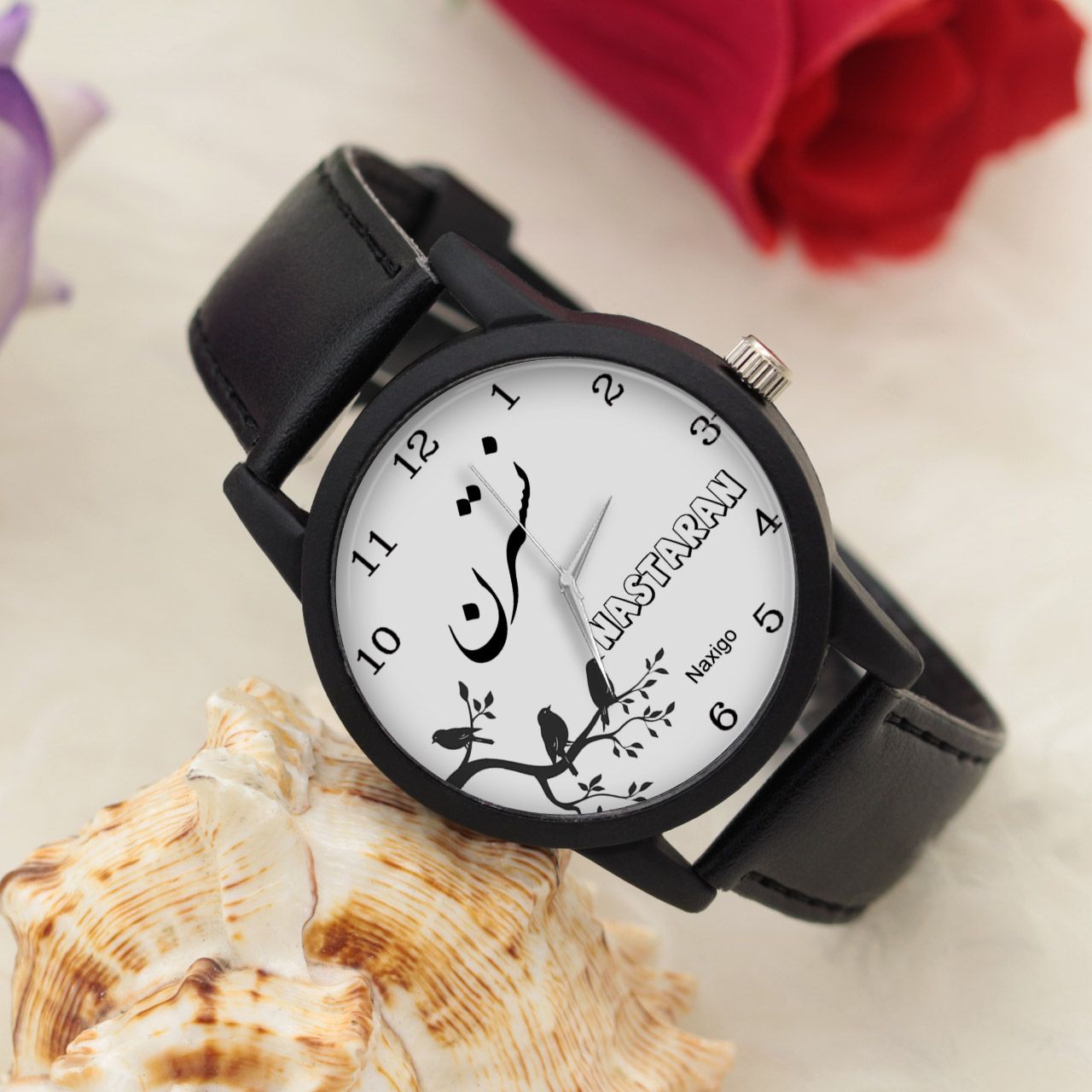 ساعت مچی عقربه ای زنانه ناکسیگو طرح نسترن کد LF3388 - - 3