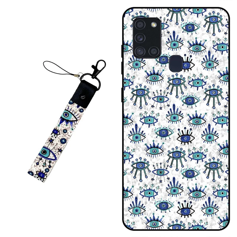 کاور مگافون طرح چشم نظر مدل 6464 مناسب برای گوشی موبایل سامسونگ Galaxy A21 S به همراه بند آویز
