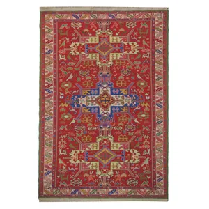 گلیم دستباف دو متری طرح سوزنی کد 623