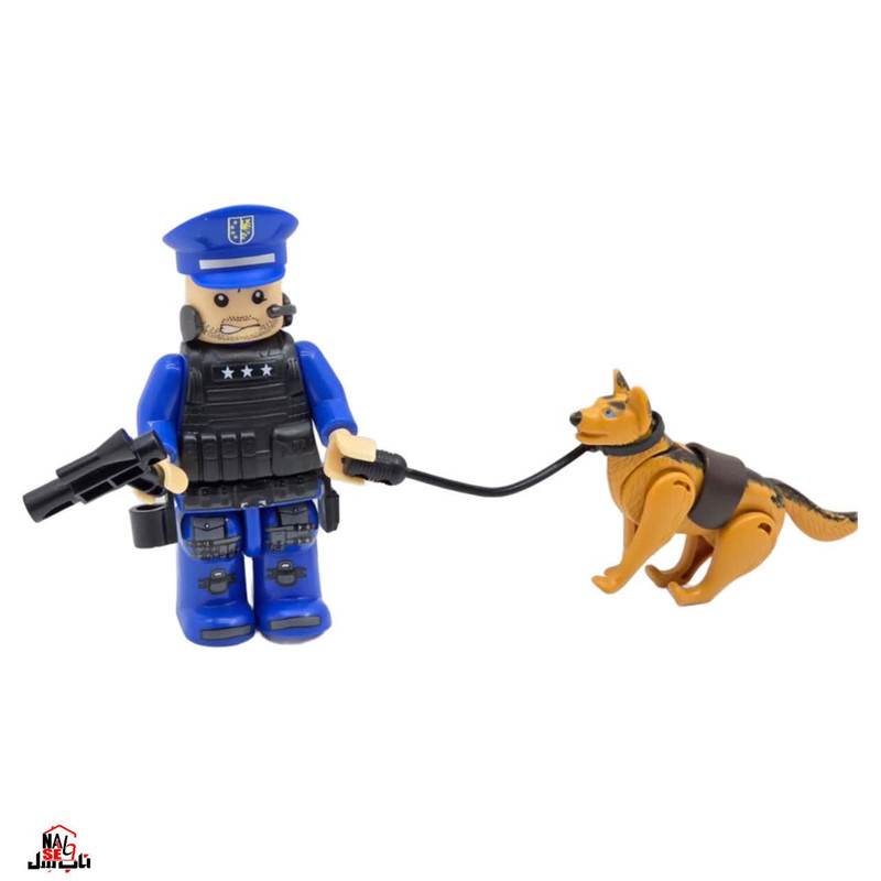 فیگور ناب سل مدل پلیس و سگ لگویی همراه با کلت کد police004 ارتفاع 10 سانتی متر