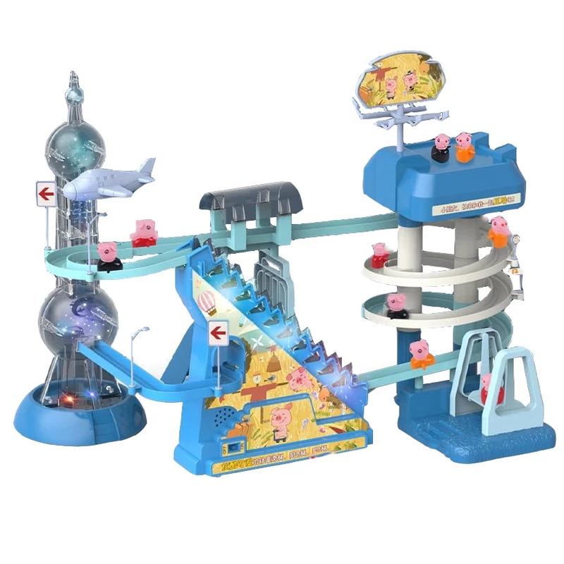 اسباب بازی مدل پله و سرسره شارژی طرح پارک برجک دار چراغدار کد 608/1