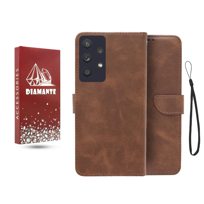کیف کلاسوری دیامانته مدل جاکارتی بنددار مناسب برای گوشی موبایل سامسونگ Galaxy A32 4G به همراه بند آویز