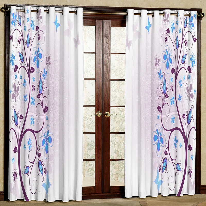 پرده مدل گل دار مخمل پانچی کد 284 سایز 140x280 سانتی متر