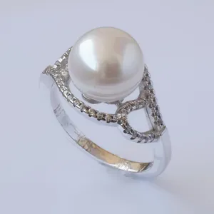 انگشتر نقره زنانه مدل مروارید کد R2