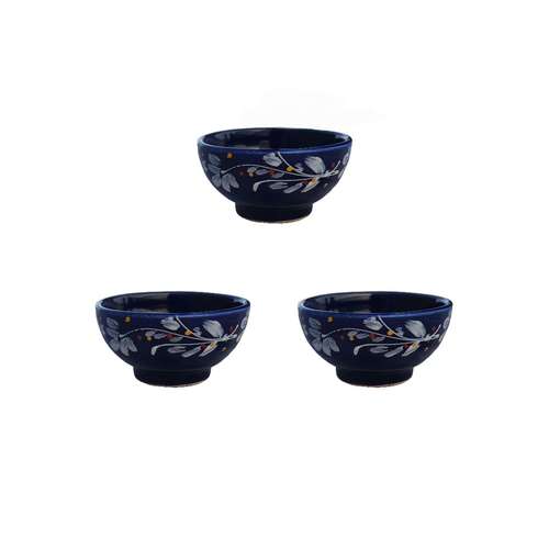 کاسه سفالی مدل ترشی خوری طرح گل بسته 3 عددی