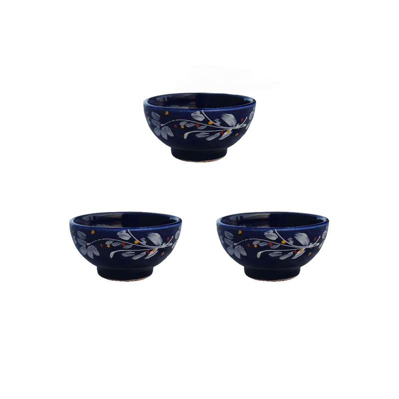 کاسه سفالی مدل ترشی خوری طرح گل بسته 3 عددی