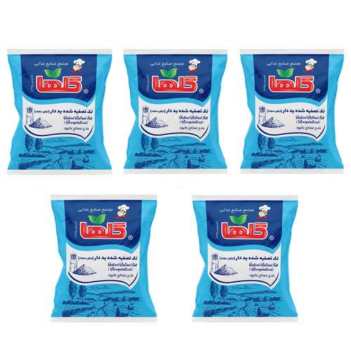 نمک تصفیه شده ید دار تبلور مجدد گلها - 500 گرم بسته 5 عددی