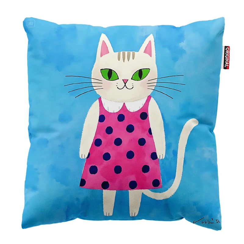 کوسن پاد آفرین طرح گربه کد PK403937 سایز 40*40 سانتی متر