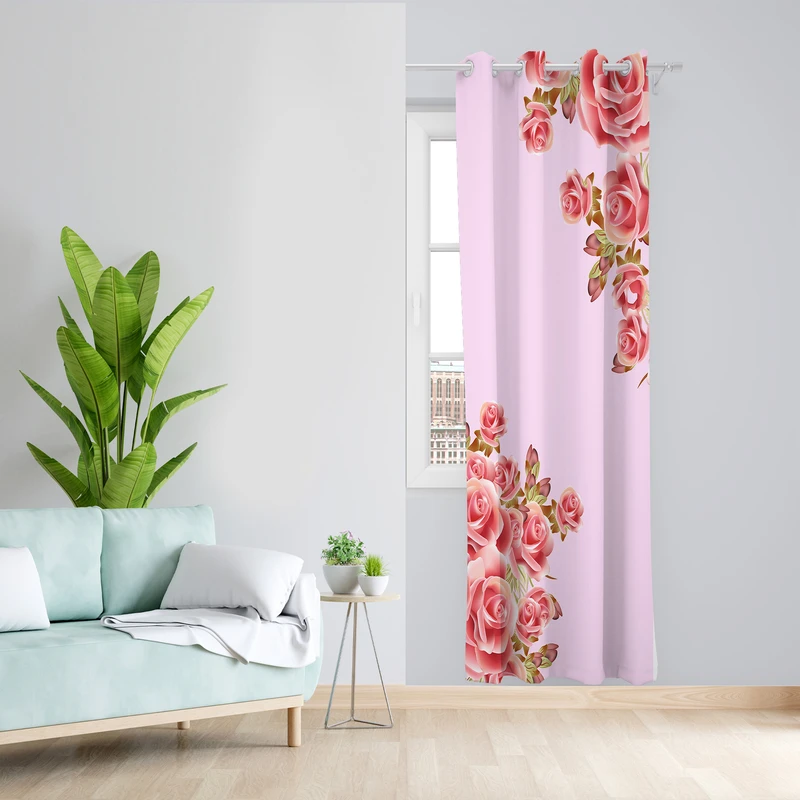 پرده طرح گلدار مدل مخمل پانچی کد 4886 z سایز 140x200 سانتی متر