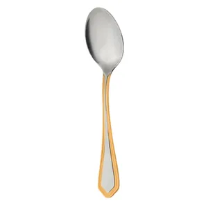 قاشق چای خوری ناب استیل مدل ونیز دورطلایی بسته 6 عددی